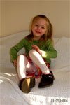 Jolie wearing her new clogs.