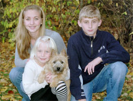 The Rowley Kids and their new dog, Kaylie