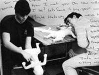 Darren and Brendan learning CPR, 1986