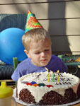 Troy's favorite part of the birthday was his balloon cake