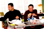 Paul and Jack stuffing their faces so they would have enough stamina to say "Ty Wigginton $25."