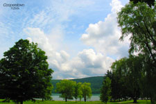 Near the Cooperstown golf course with the lake in the background