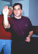 Steve throwing a dart.....and Mike